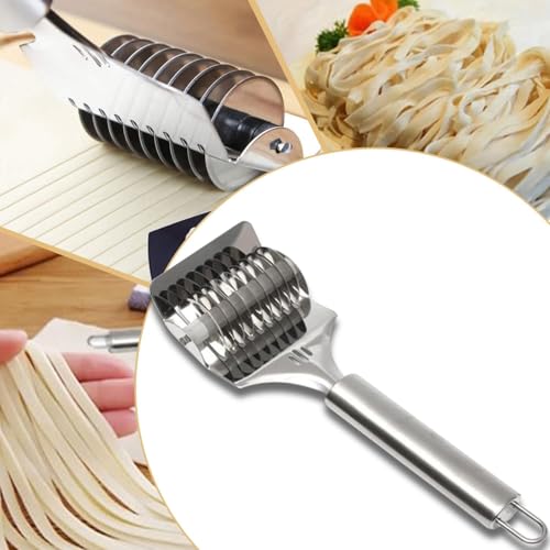 Rexez Noodle Cutter, Pasta Roller Tool for Homemade Noodles, Stainless Steel Noodle Maker for Kitchen Cooking Tools (Stainless Steel) - Image 4
