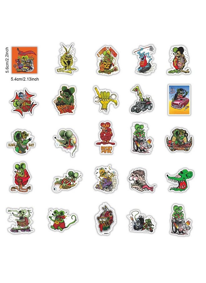 NObranded - 50Pcs Rat Fink Waterproof Stickers For Water Bottle Cup Laptop Bike Skateboard Luggage Box Vinyl Graffiti Patches Brwj - Image 1
