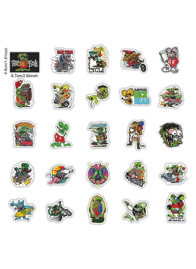 NObranded - 50Pcs Rat Fink Waterproof Stickers For Water Bottle Cup Laptop Bike Skateboard Luggage Box Vinyl Graffiti Patches Brwj - Image 1