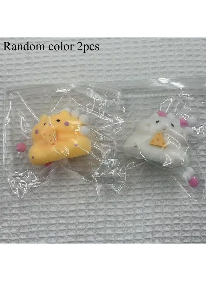 2pcs Any Color 3inch Big Squishy Hamster TPR Fidget Toys Cheese Paw Print Sensory Play - Image 1