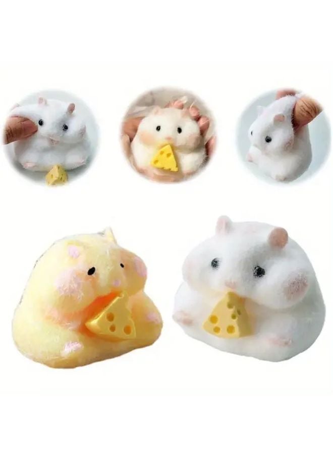 2pcs Any Color 3inch Big Squishy Hamster TPR Fidget Toys Cheese Paw Print Sensory Play - Image 2