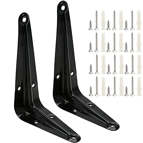 Uenhoy 10 Pack Black Shelf Brackets 4 x 3 inch Metal Floating Shelf Brackets Heavy Duty Wall Mount L Brackets Corner Braces for Wood Boards - Image 3