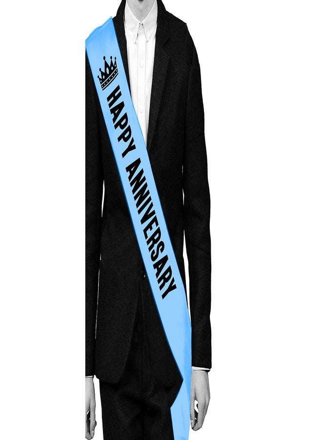Hubops happy anniversary Sash for Party Decoration Combo Pack (blue and pink) - Image 3