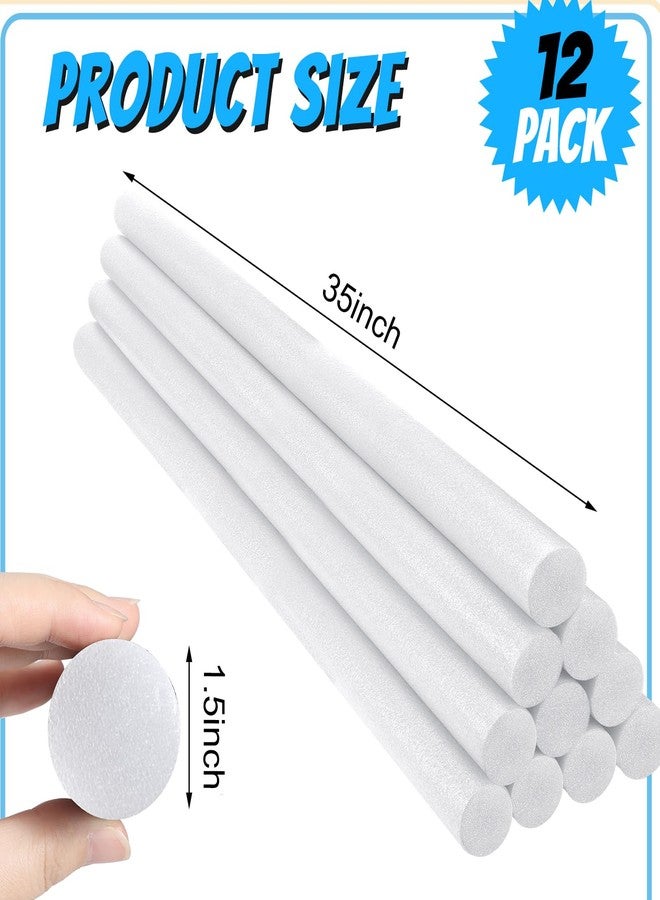 Kathfly 12 Pcs Floating Pool Noodles Foam Tube 1.5 x 35 Inches Floating Foam Tube Round Solid Noodle for Adults Swimming Craft Project(White) - Image 3