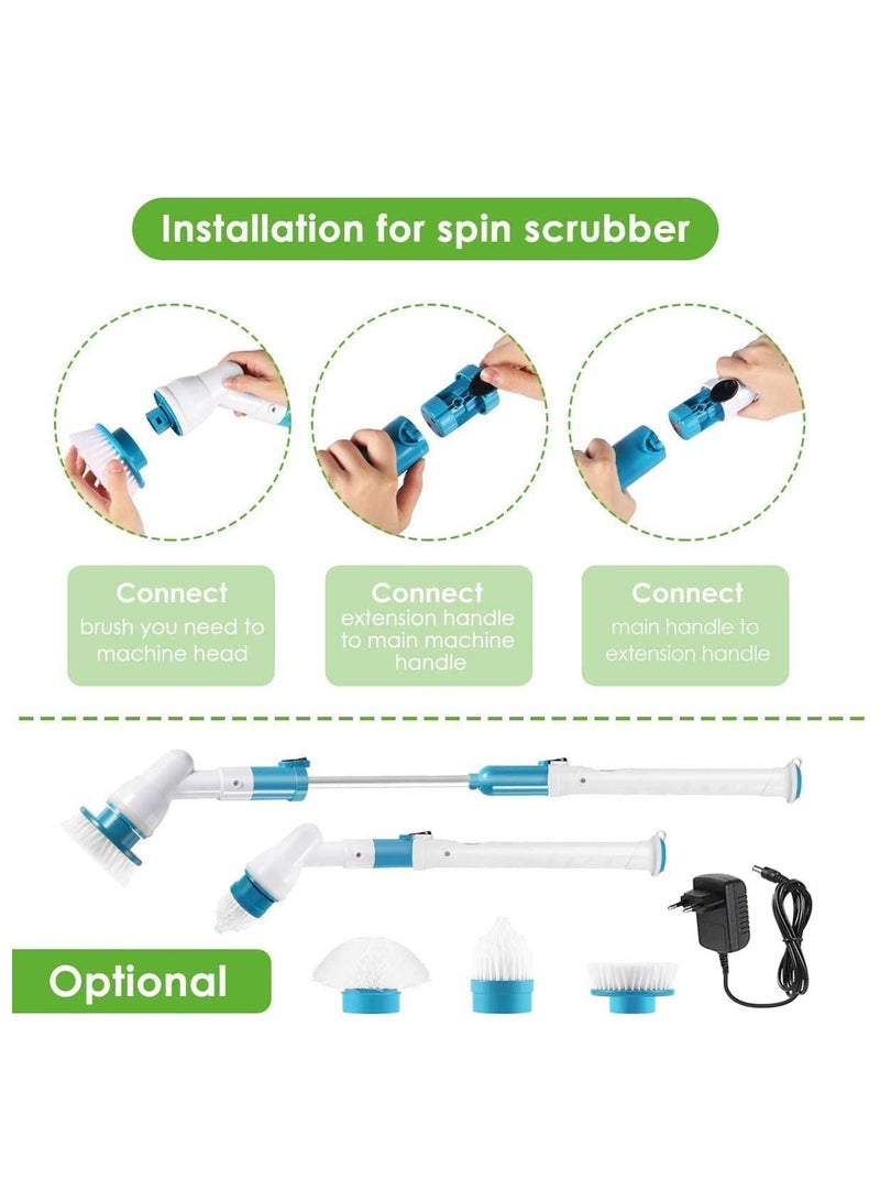Luckam Electric Spin Scrubber, Adjustable Extension Handle Cordless Cleaning Brush, Power Shower Scrubber with 3 Rotating Brush Heads, Rechargeable Multi-Purpose Scrubber for Bathroom Tub, Floor - Image 4