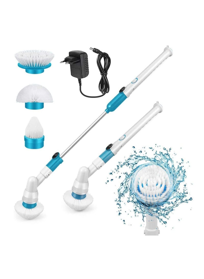 Luckam Electric Spin Scrubber, Adjustable Extension Handle Cordless Cleaning Brush, Power Shower Scrubber with 3 Rotating Brush Heads, Rechargeable Multi-Purpose Scrubber for Bathroom Tub, Floor - Image 1