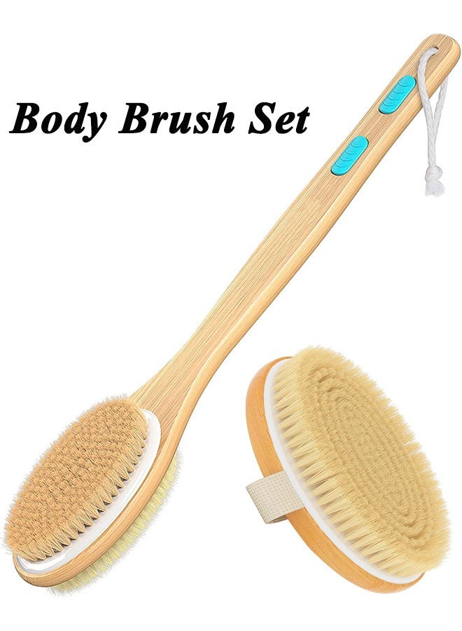 مجموعة فرشاة الجسم السيليكونية مع شعيرات ناعمة وقاسية، فرشاة ظهر مزدوجة الجوانب ذات مقبض طويل لتقشير الجسم للاستخدام الرطب أو الجاف، فرشاة تقشير الجسم اللطيفة في الدش، لوفة سيليكون، تصريف لمفاوي، فرشاة تقشير مع نتوءات تدليك ناعمة، فرشاة دش لتقشير الجسم. - Image 1