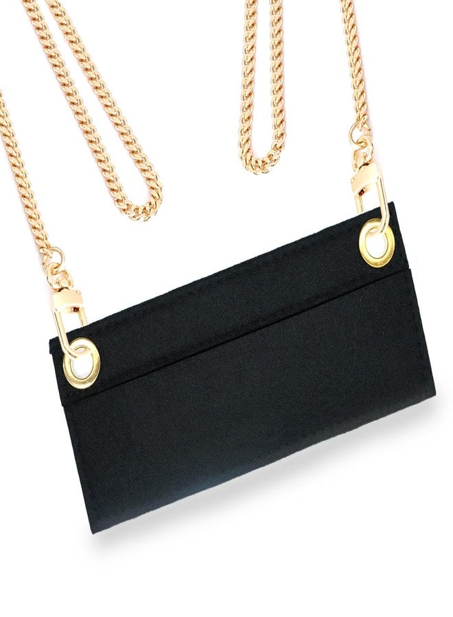 CUTEABC Purse Organizer Insert,3 Pcs Wallet Insert for Chain Strap,Felt Purse Organizer Inserts for Pochette,Black Envelope Bag Organizer Flip Wallet Inserts Liner DIY Conversion for Women Clutch Crossbody - Image 2