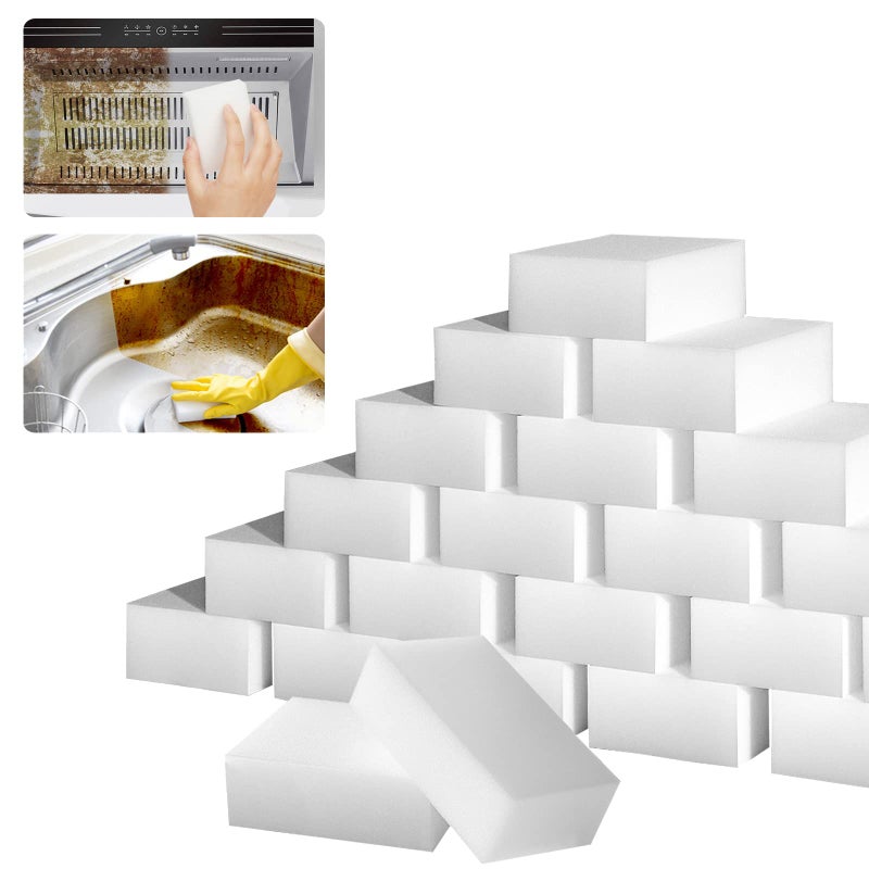 100Pack Magic Sponge Eraser Large Melamine Foam Sponge in Bulk MultiFunctional Cleaning Sponges Scrubber Pads Household Cleaner for Kitchen Oven Bathroom Bathtub Sink Wall Shoes