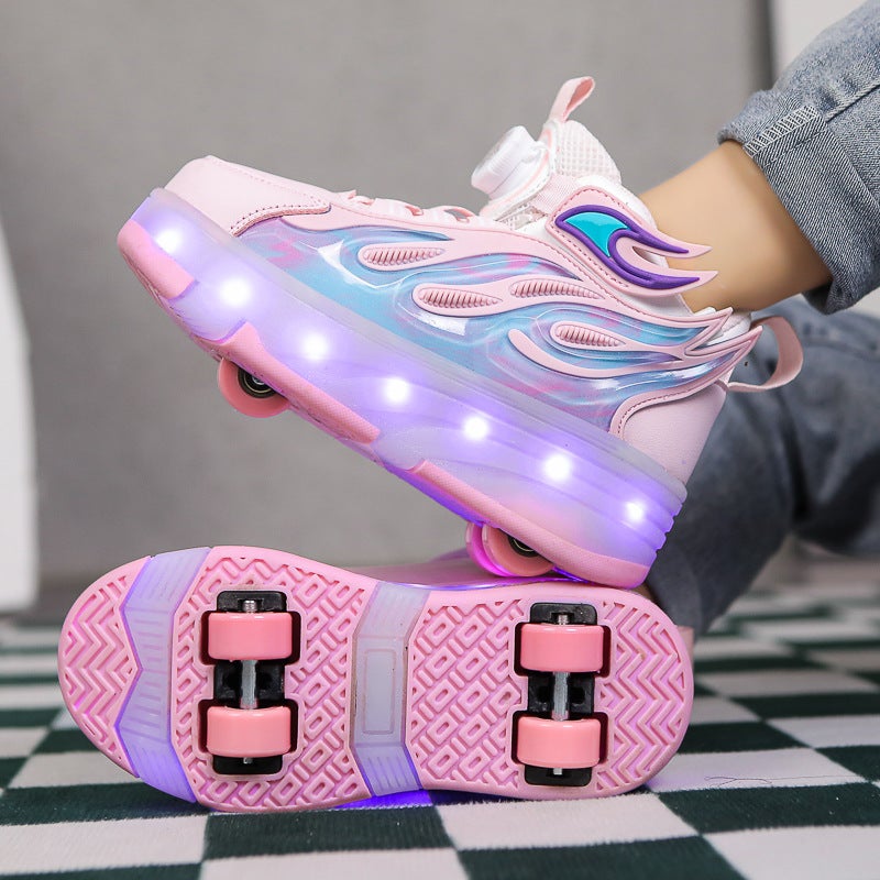 Affordable Kids' Roller Skates Wholesale - 4-Wheel Transforming Glowing Skateboard for Girls and  Boys - Image 2