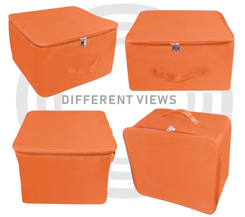 TULMAN 2 Pack Nylon Wardrobe Bag 34L Underbed Storage MoistureProof Saree Cover with Zipper Closure Handle Heavy Duty Orange 381 x 254 x 355 cm SpaceSaving Storage for Clothes - Image 4