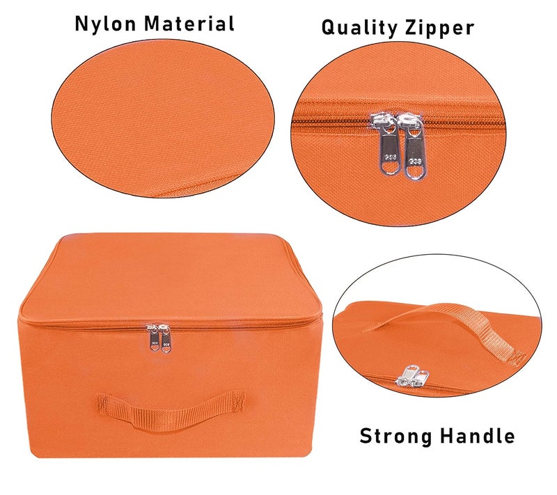 TULMAN 2 Pack Nylon Wardrobe Bag 34L Underbed Storage MoistureProof Saree Cover with Zipper Closure Handle Heavy Duty Orange 381 x 254 x 355 cm SpaceSaving Storage for Clothes - Image 3