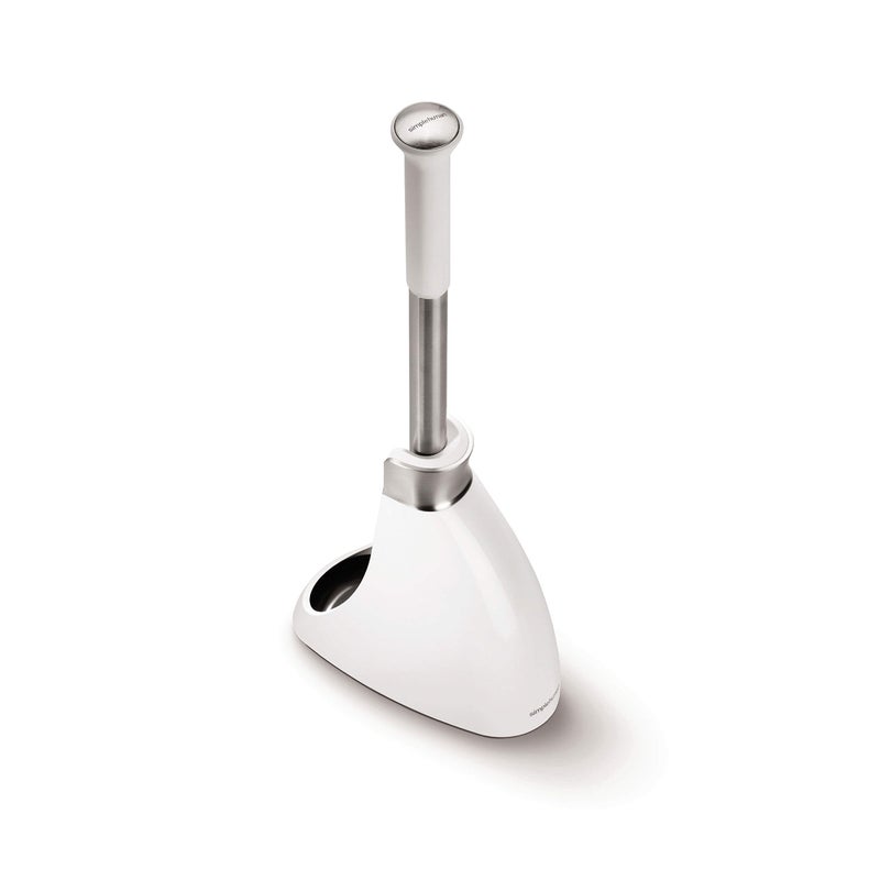 simplehuman فرشاة مرحاض بسيطة مع حاملة، فولاذ مقاوم للصدأ، أبيض - Image 4