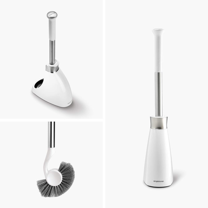 simplehuman فرشاة مرحاض بسيطة مع حاملة، فولاذ مقاوم للصدأ، أبيض - Image 2