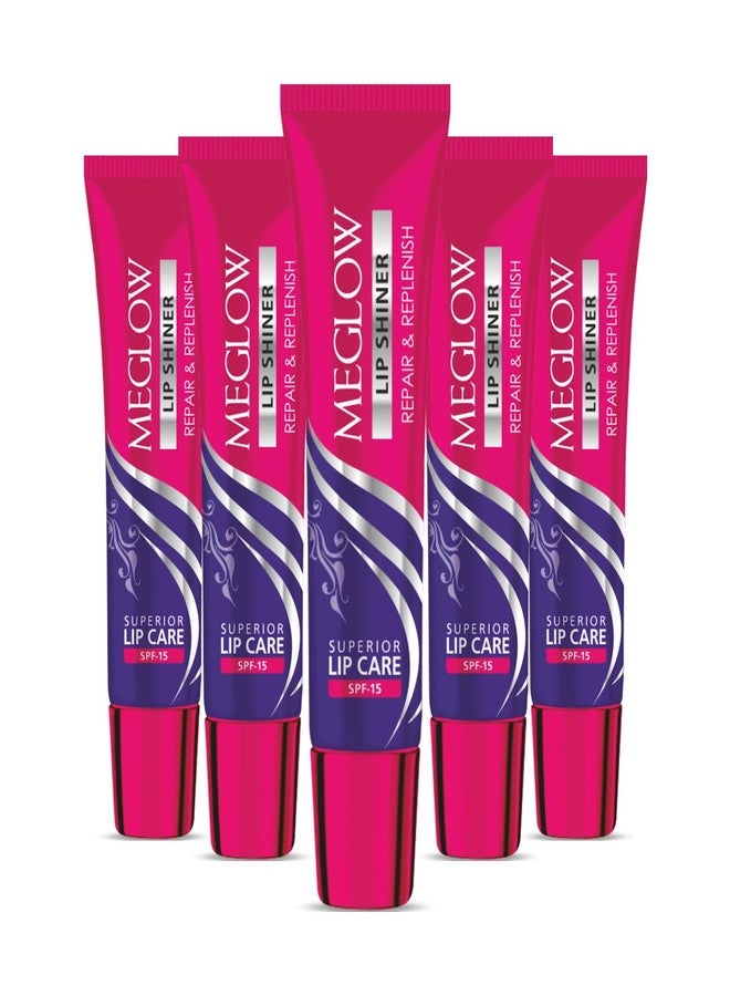 Meglow by Leeford | Lip Shiner | Repair & Replenish | SPF 15 Lip Shiner for Lip Care | Lip Balm for Shiny Lips | Lip Balm for Chapped Lips Pack of 5 (15g each) - Image 1