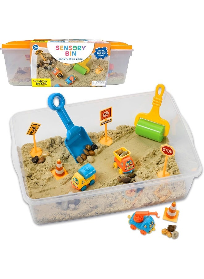 Creativity for Kids Sensory Bin: Construction Zone Playset - Preschool Learning Activities, Excavator Toys for Boys Ages 3-5+, Outdoor Toys and Gifts for Kids - Image 1