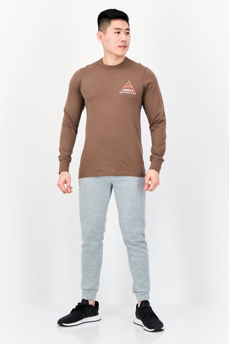 adidas Originals Men Sportswear Fit Long Sleeve Outdoor T-shirt, Dark Taupe - Image 3