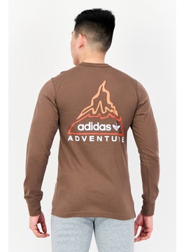 adidas Originals Men Sportswear Fit Long Sleeve Outdoor T-shirt, Dark Taupe  - Image 2