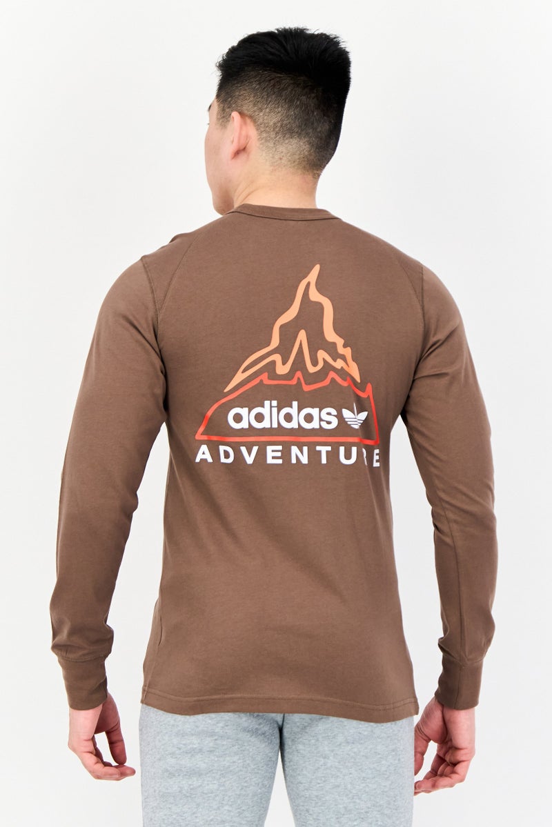 adidas Originals Men Sportswear Fit Long Sleeve Outdoor T-shirt, Dark Taupe - Image 2