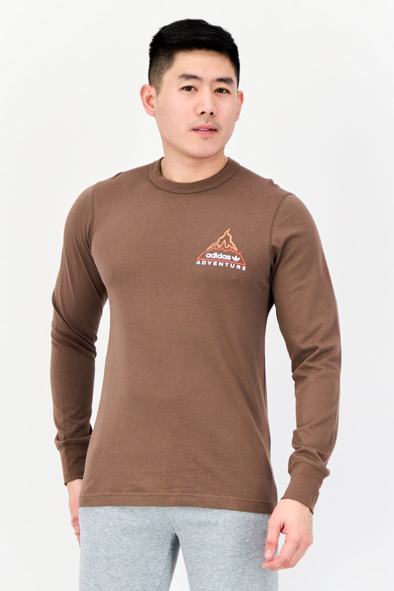 adidas Originals Men Sportswear Fit Long Sleeve Outdoor T-shirt, Dark Taupe - Image 1
