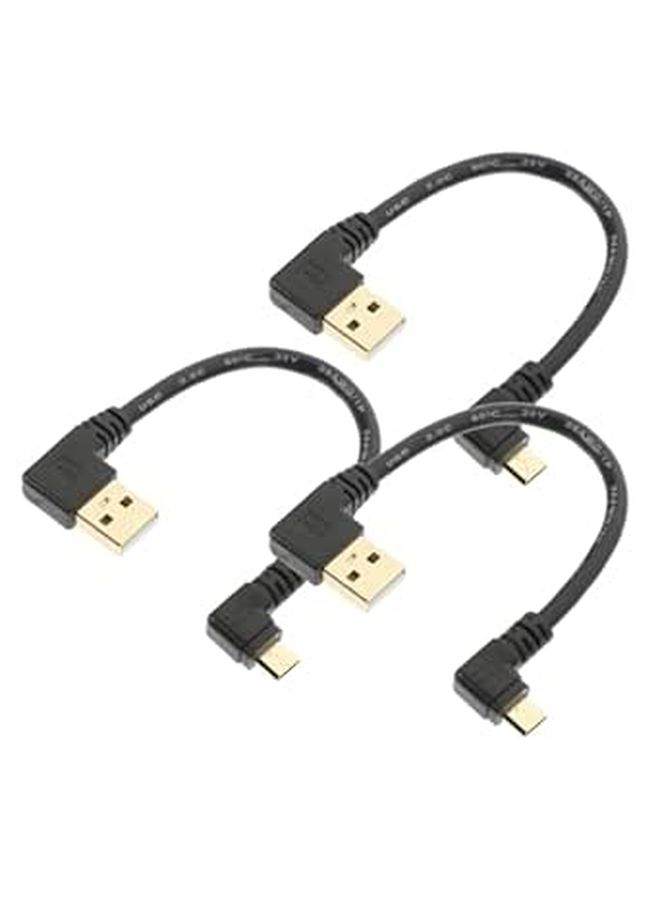 3pcs 6 Inch Right Angle Micro USB Cable Fast Charging Data Sync For Smartphones Tablets White - Image 1