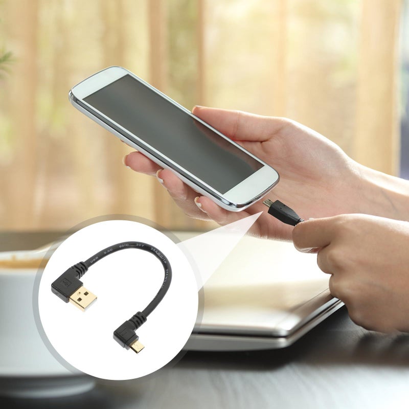 3pcs 6 Inch Right Angle Micro USB Cable Fast Charging Data Sync For Smartphones Tablets White - Image 4