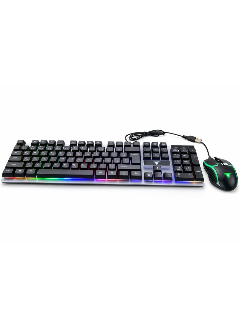 Jedel GK100 Wired RGB Gaming Keyboard & Mouse Combo | Full-Size Backlit Keyboard with Numeric Keypad + LED Optical Mouse | USB Plug & Play - Image 3