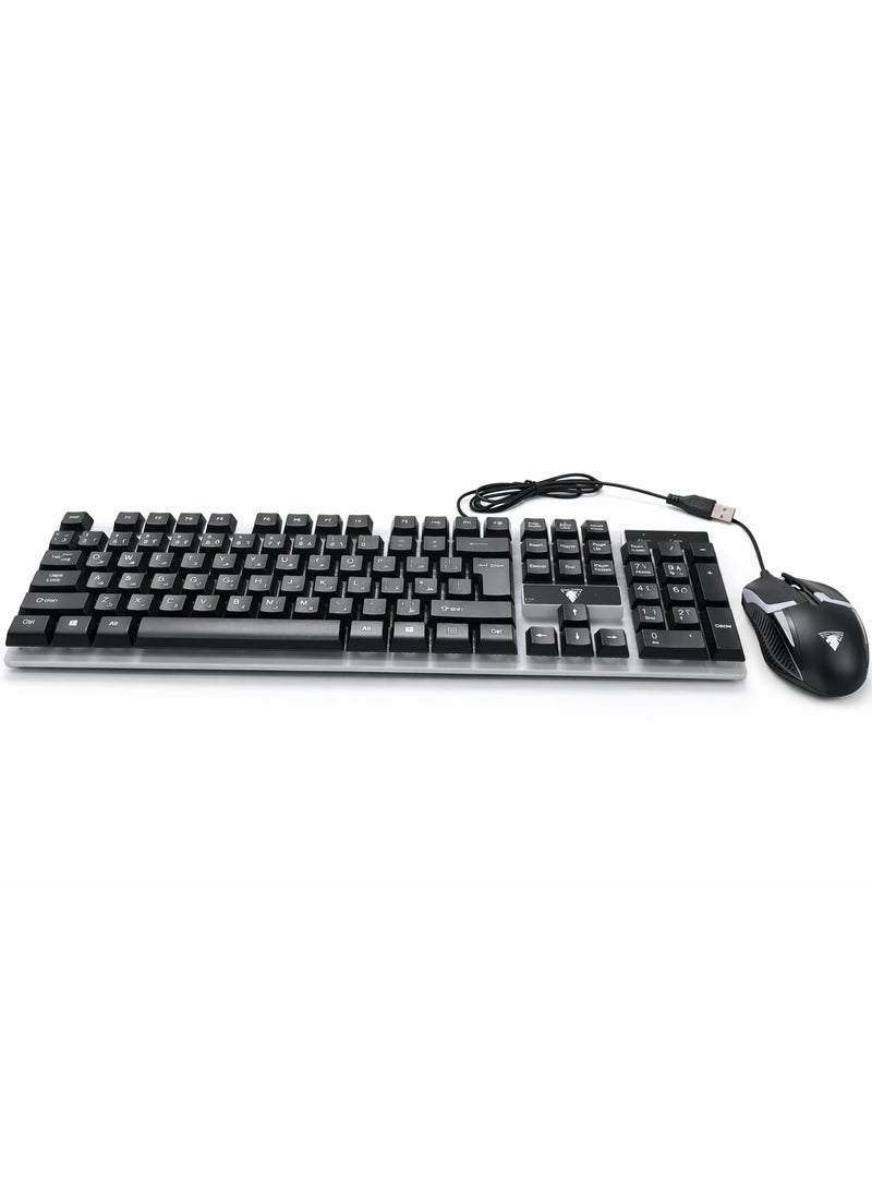 Jedel GK100 Wired RGB Gaming Keyboard & Mouse Combo | Full-Size Backlit Keyboard with Numeric Keypad + LED Optical Mouse | USB Plug & Play - Image 4