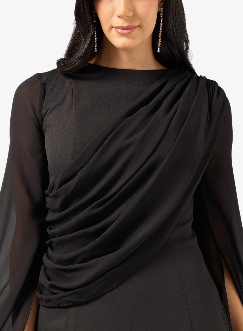 Namshi X  Draped Bodycon Dress with Cape Sleeves for Women | Best Price UAE