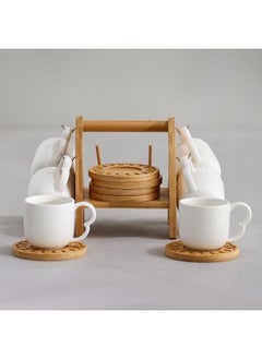 DANUBE HOME Princess 13 Piece Tea Set Porcelain Bamboo Elegant Tea Service Collection High Quality Tea Set For Home Kitchen & Dining Room L30.5xW20xH17cm White  - Image 4