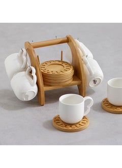 DANUBE HOME Princess 13 Piece Tea Set Porcelain Bamboo Elegant Tea Service Collection High Quality Tea Set For Home Kitchen & Dining Room L30.5xW20xH17cm White  - Image 3