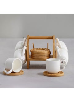 DANUBE HOME Princess 13 Piece Tea Set Porcelain Bamboo Elegant Tea Service Collection High Quality Tea Set For Home Kitchen & Dining Room L30.5xW20xH17cm White  - Image 2