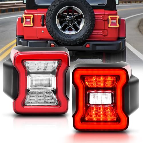 OKSIWA Full LED Tail Light Fit for 2018 2019 2020 2021 2022 2023 Jeep Wrangler JL(For Stock Halogen Model to Upgrade to FULL LED),LED Rear Light Set Brake Lamp Tail Lamp Assembly,Clear Lens - Image 1