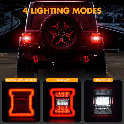 OKSIWA Full LED Tail Light Fit for 2018 2019 2020 2021 2022 2023 Jeep Wrangler JL(For Stock Halogen Model to Upgrade to FULL LED),LED Rear Light Set Brake Lamp Tail Lamp Assembly,Clear Lens - Image 2