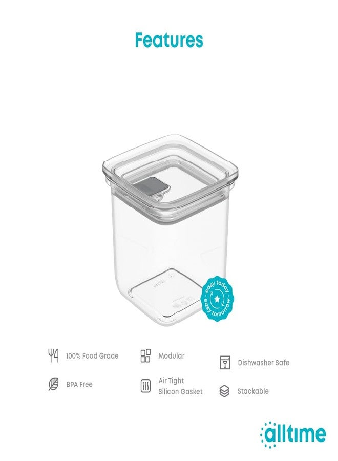 All Time Plastic Modular Storage Container With Silicone Gasket Lid |100% Airtight & Food Grade Safe Container | Kitchen Storage Container| Multipurpose jar, 450 ml| Transparent - Image 3