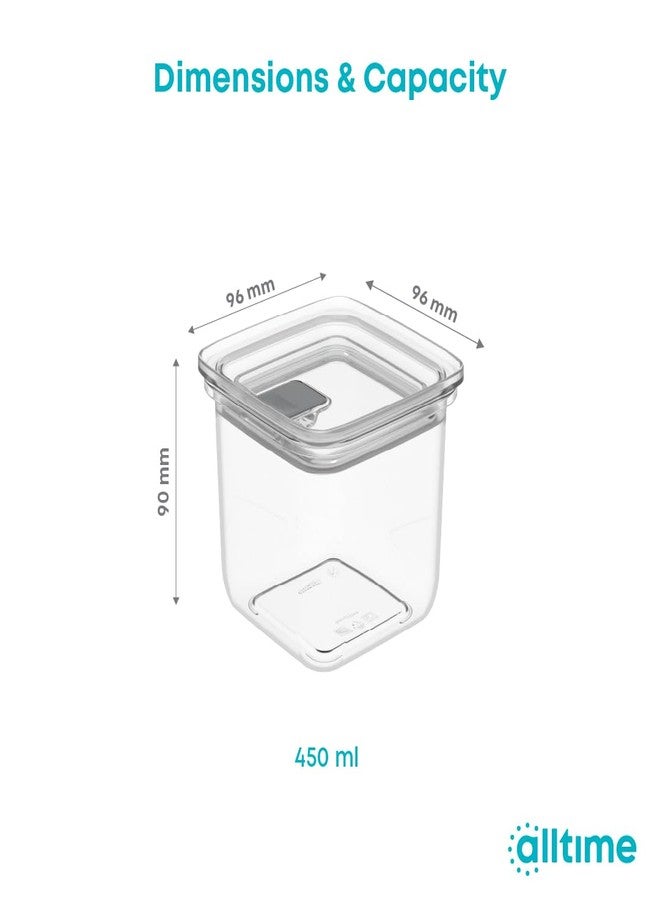 All Time Plastic Modular Storage Container With Silicone Gasket Lid |100% Airtight & Food Grade Safe Container | Kitchen Storage Container| Multipurpose jar, 450 ml| Transparent - Image 2
