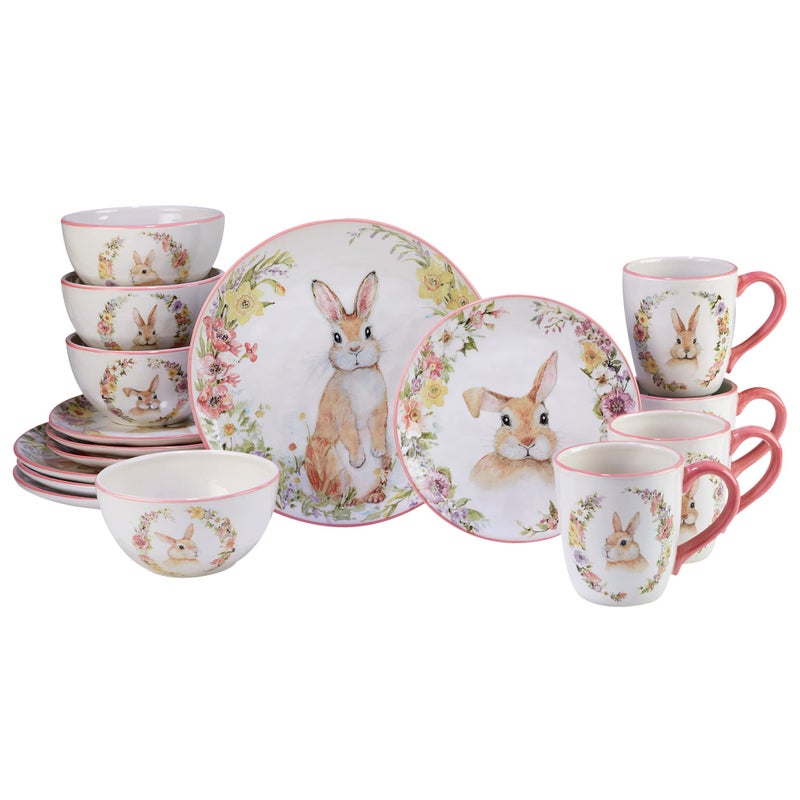 Certified International Easter Garden 16 pc Dinnerware Set Service for 4 Multicolored - Image 1