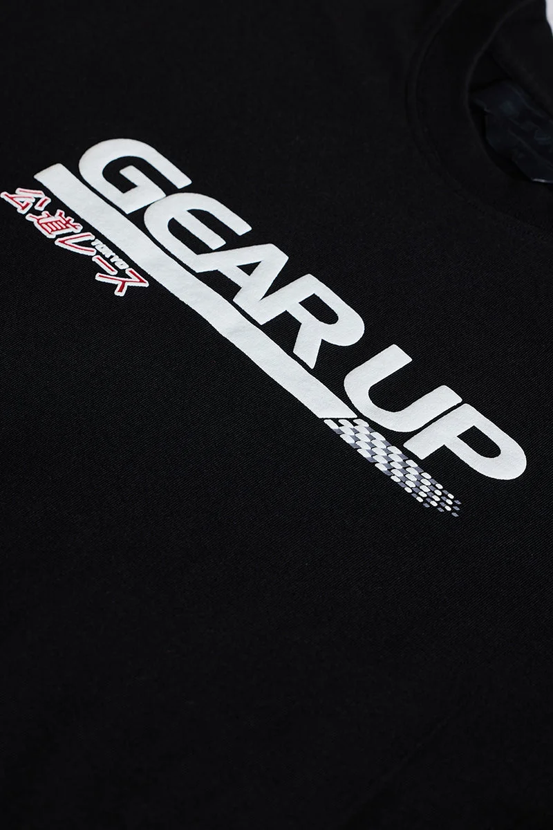 SNITCH Gear Up Black Graphic Print Oversized Fit T-Shirt