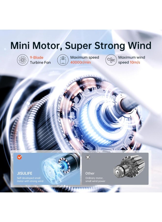 JISULIFE JISULIFE Portable Handheld Fan, Mini USB Rechargeable Fan [12H Max Cooling Time], Personal Makeup/Eyelash Fan, Pocket Fan with 5 Speeds for Women Men Travel Camping Outdoor Light Grey  - Image 5
