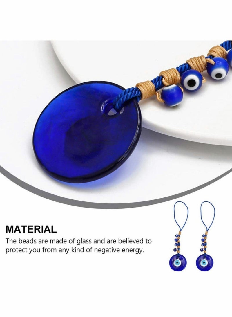 Blue Evil Eye Decor Hanging Turkish Nazar Bead Pendant Decorative Lucky Turkish Eye Keychain Feng Shui Hanging Decoration for Home Office Car (2pcs)  - Image 5