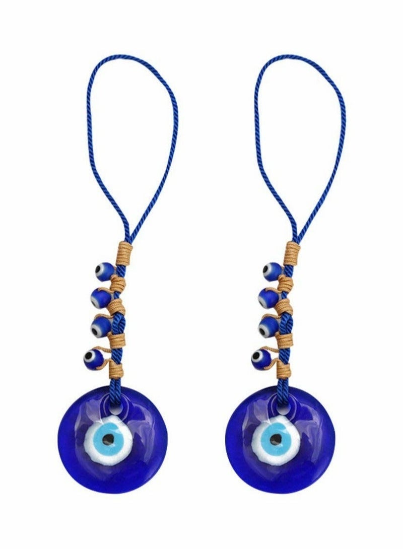 Blue Evil Eye Decor Hanging Turkish Nazar Bead Pendant Decorative Lucky Turkish Eye Keychain Feng Shui Hanging Decoration for Home Office Car (2pcs)  - Image 1
