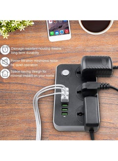 VMK GLOBAL VMK GLOBAL Extension Cord with 6 USB Slots, 3-Way Plug Extension Socket, UK 3-Pin Power Strip, Heavy Duty Universal Travel Adapter with Surge Protector for Home & Office (Black)  - Image 3