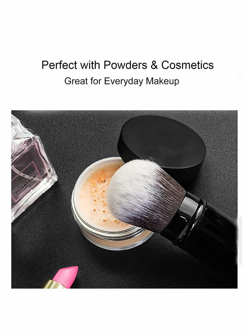 Professional Retractable Blush Brush with Cover for Liquid and Powder Foundation, Portable Flat Top Makeup Brush for Blending - Image 4