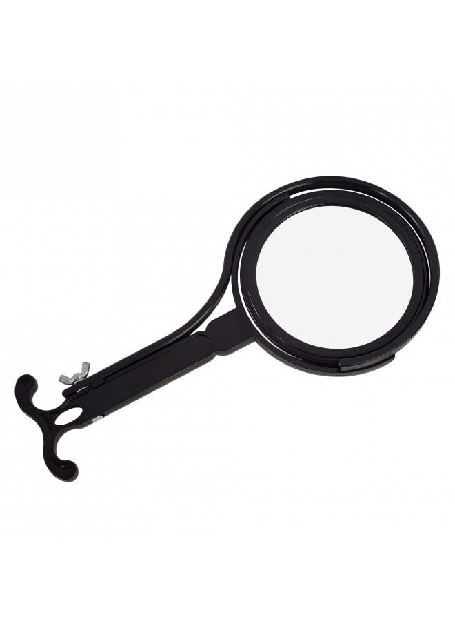Rucci - Rucci Round Portable Lightweight 5x/1x Magnifying Neck Mirror Piano Black - 4.25" Diameter x 0.25" x 11"H, Black - Image 1