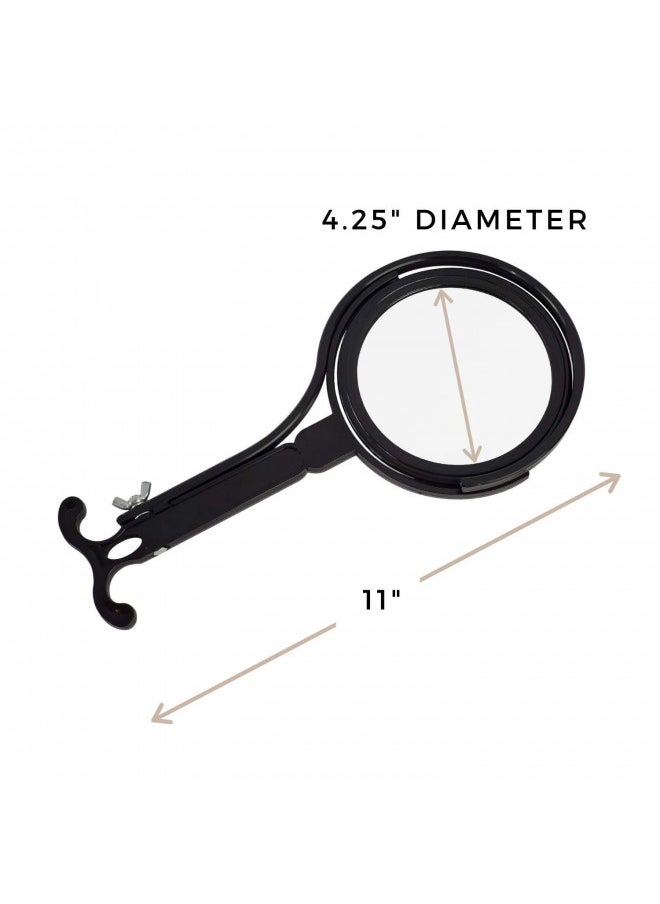 Rucci - Rucci Round Portable Lightweight 5x/1x Magnifying Neck Mirror Piano Black - 4.25" Diameter x 0.25" x 11"H, Black - Image 1