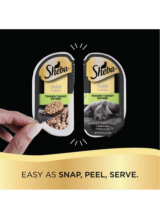 شيبا أطباق طعام القطط البالغة المبللة Perfect Portions Cuts In Gravy (12 قطعة، 24 وجبة)، طبق رئيسي من الدجاج المشوي والديك الرومي الطري، صينية سهلة التقشير في عبوتين - Image 3