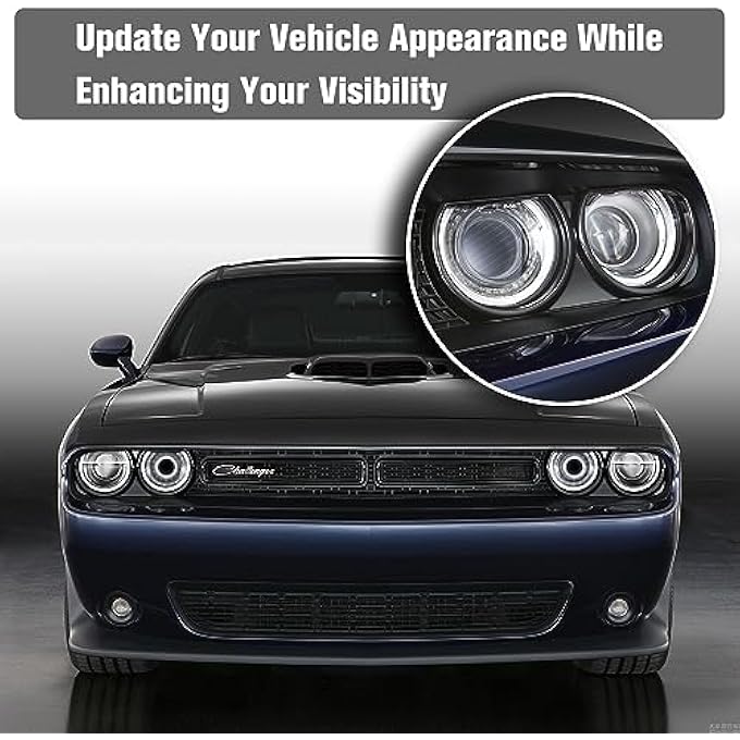 LitMiRaCle Dodge Challenger Headlights Bulbs Led Headlamps Air Inserts Assembly Compatible With 20152020 Dodge Challenger Plug And Play Super Bright Red And White LightsWhite 2Pcs - Image 2