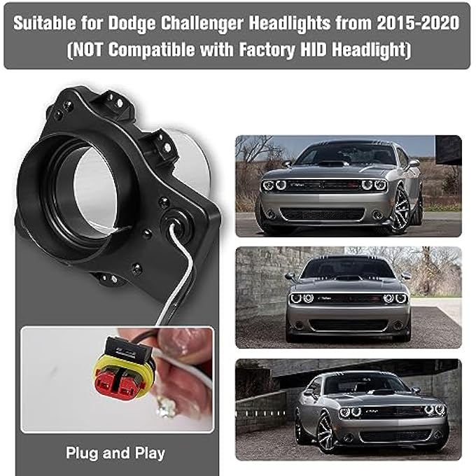 LitMiRaCle Dodge Challenger Headlights Bulbs Led Headlamps Air Inserts Assembly Compatible With 20152020 Dodge Challenger Plug And Play Super Bright Red And White LightsWhite 2Pcs - Image 5