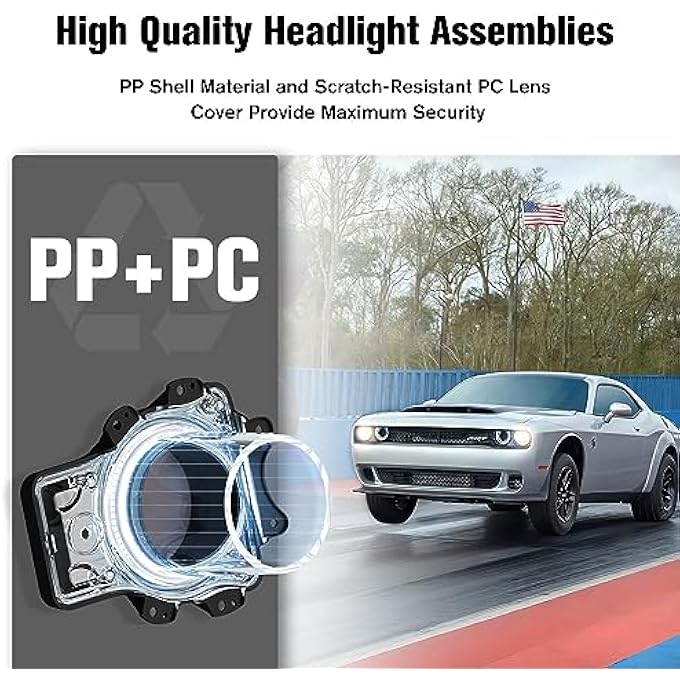 LitMiRaCle Dodge Challenger Headlights Bulbs Led Headlamps Air Inserts Assembly Compatible With 20152020 Dodge Challenger Plug And Play Super Bright Red And White LightsWhite 2Pcs - Image 3