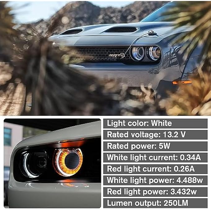 LitMiRaCle Dodge Challenger Headlights Bulbs Led Headlamps Air Inserts Assembly Compatible With 20152020 Dodge Challenger Plug And Play Super Bright Red And White LightsWhite 2Pcs - Image 4